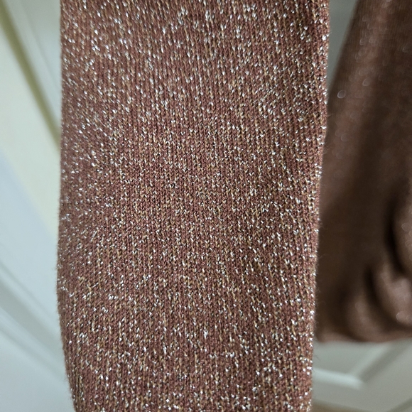 Express Women's Shimmering Rose Sweater with Plaid Cowl - Picture 4 of 4